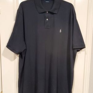 Men's Polo by Ralph Lauren pique polo, black XXL.